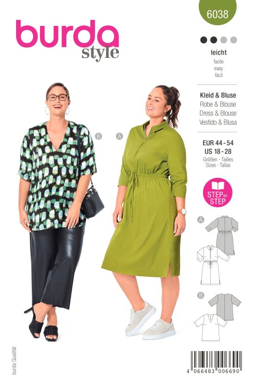 Schnittmuster Kleid / Bluse Burda 6038