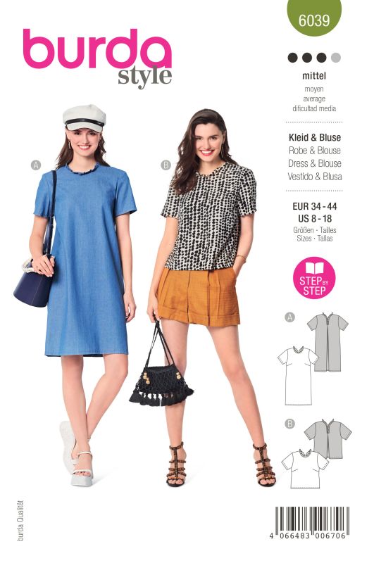 Schnittmuster Kleid / Bluse Burda 6039