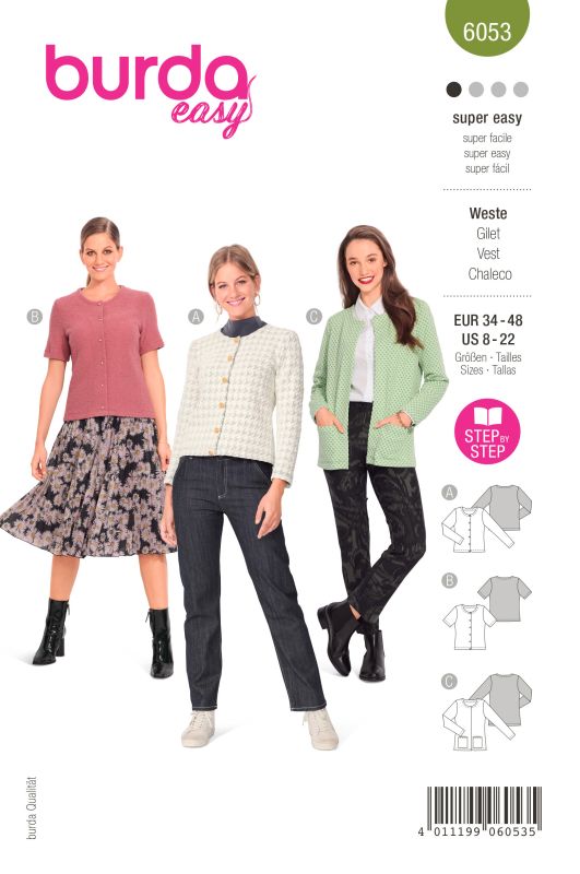 Schnittmuster Cardigan Burda 6053