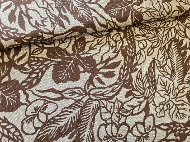 Leinen/Baumwolle Flower Braun