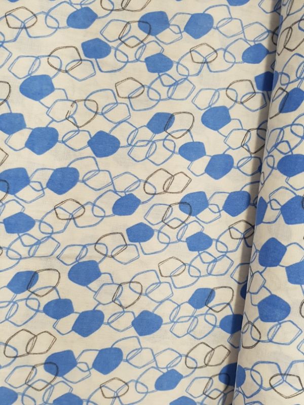 Double Gauze (Musselin) Muster/kreise blau
