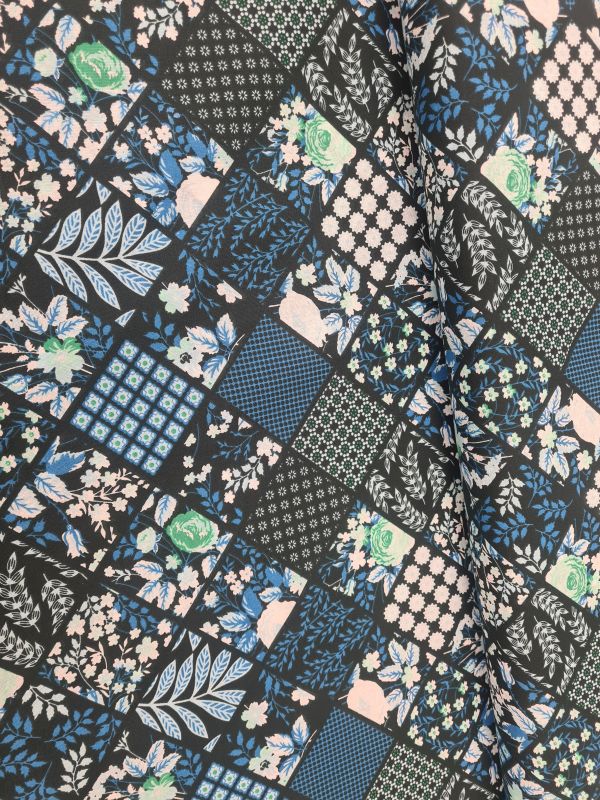 Baumwolle Mathildas Welt Patchwork Blau
