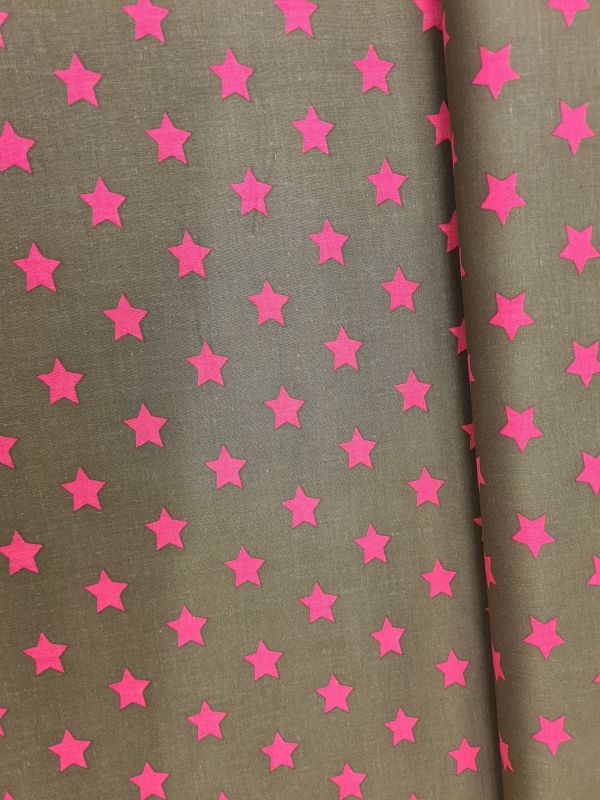 Baumwolle Sterne Dunkelbraun/Pink