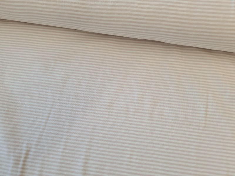 Jersey 2mm Streifen weiß/beige