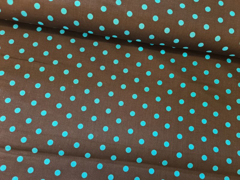Baumwolle 0,8cm Punkte dunkelblau/türkis