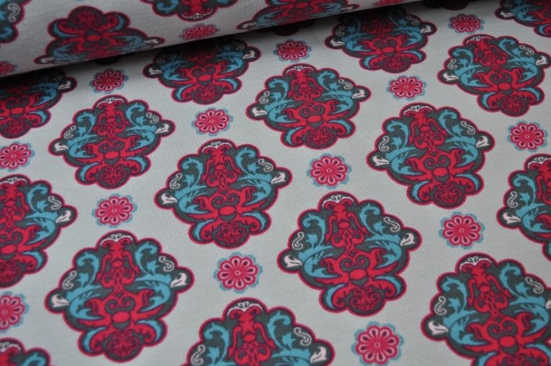 French Terry Calico by poppy hellgrau