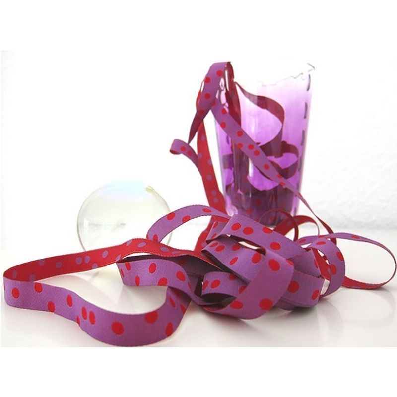 Webband Farbenmix Punkte/Dots lila rot