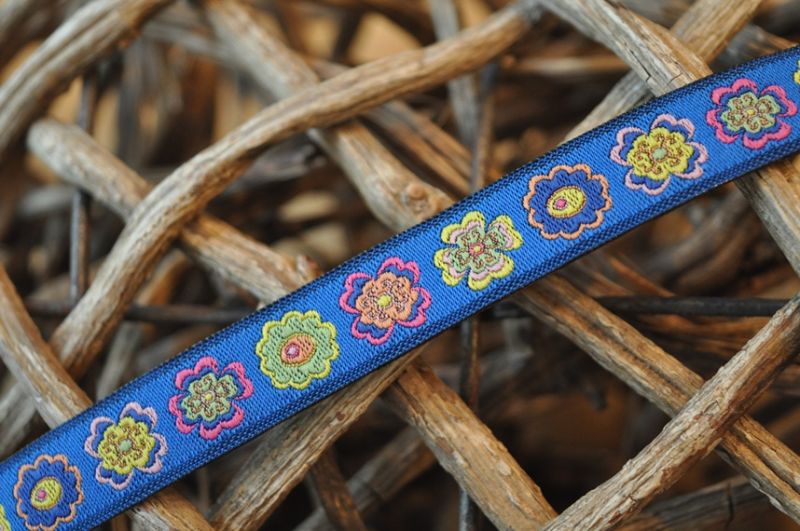 Webband Blumenreihe Blau