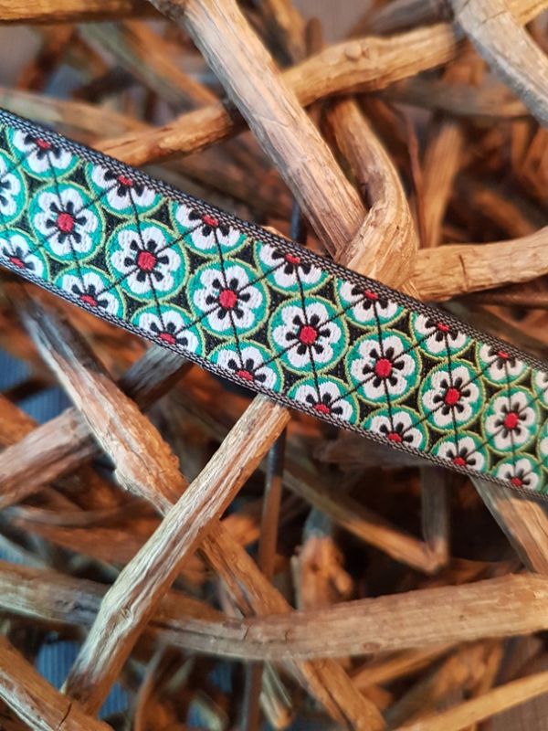 Webband Retroblumen grün