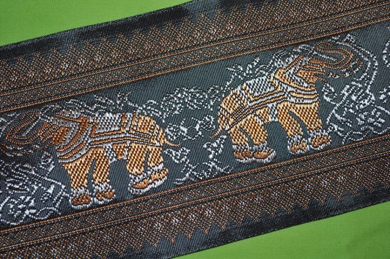 Webband Jaquard Elefant grau 10cm