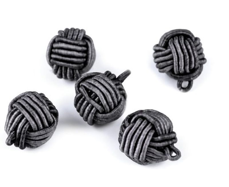 Posamenten Knopf grau rund