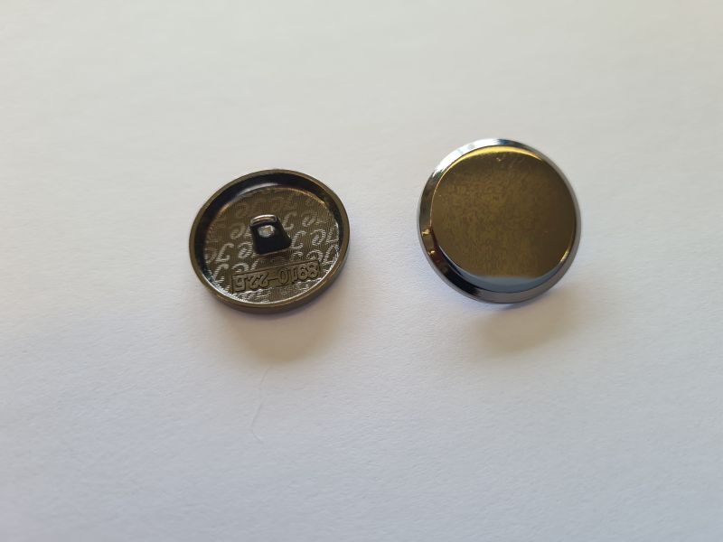 Metallknopf mit Öse 23mm Flach matt hematit