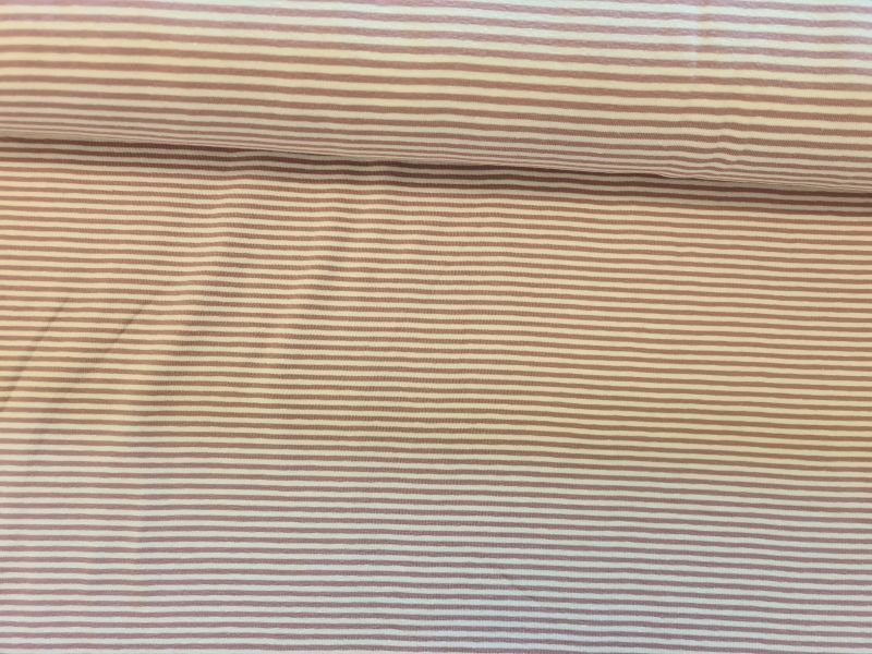 Jersey 2mm Streifen weiß/Altrosa