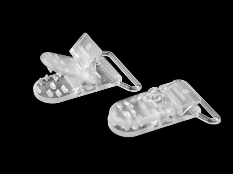Schnullerclip Hosenträgerclip 25 mm transparent