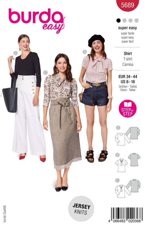 Schnittmuster Shirts Burda 5689