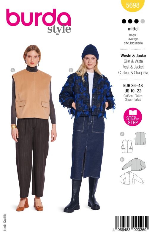 Schnittmuster Weste / Jacke Burda 5698