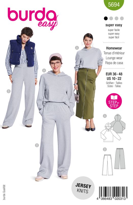 Schnittmuster Sweatshirt + Jogginghose Burda 5694