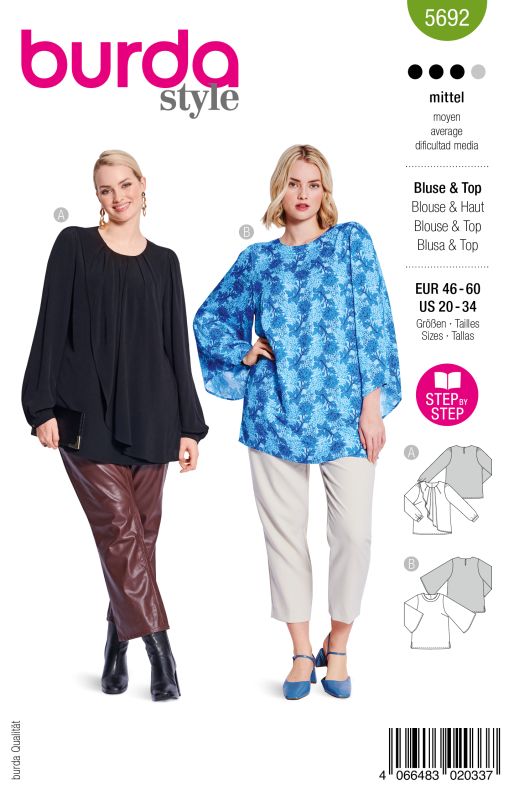 Schnittmuster Bluse / Shirt Burda 5692
