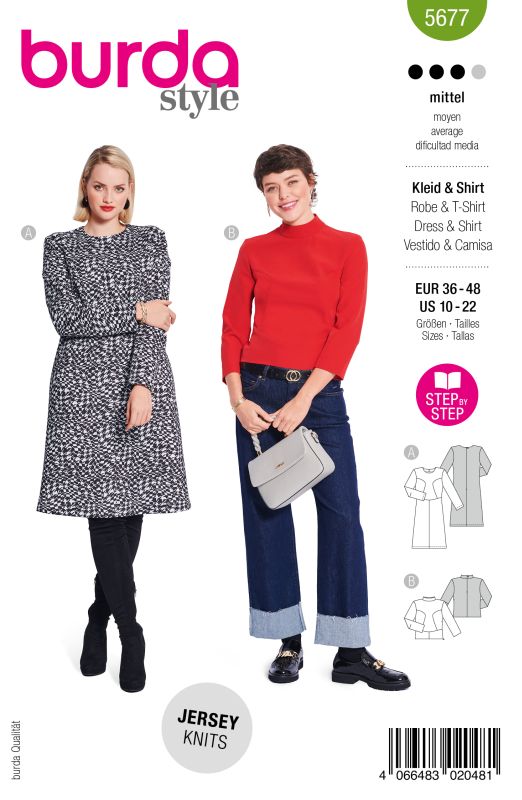 Schnittmuster Kleid / Shirt Burda 5677