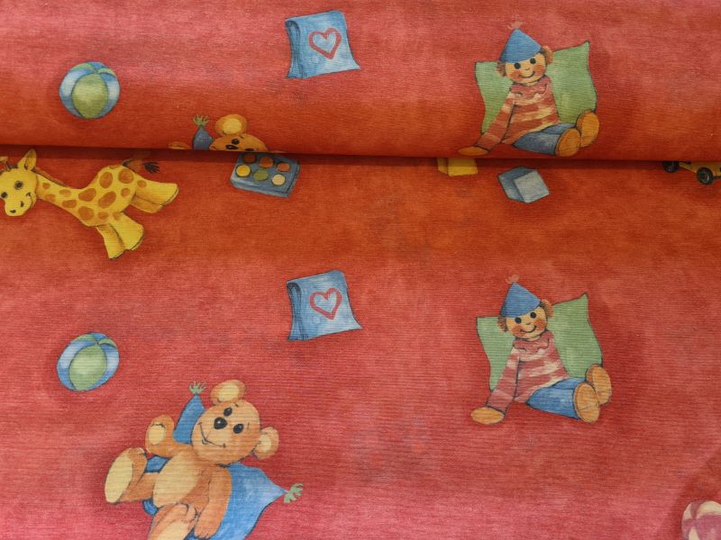 Polyester Dekostoff Kindermotiv Rost
