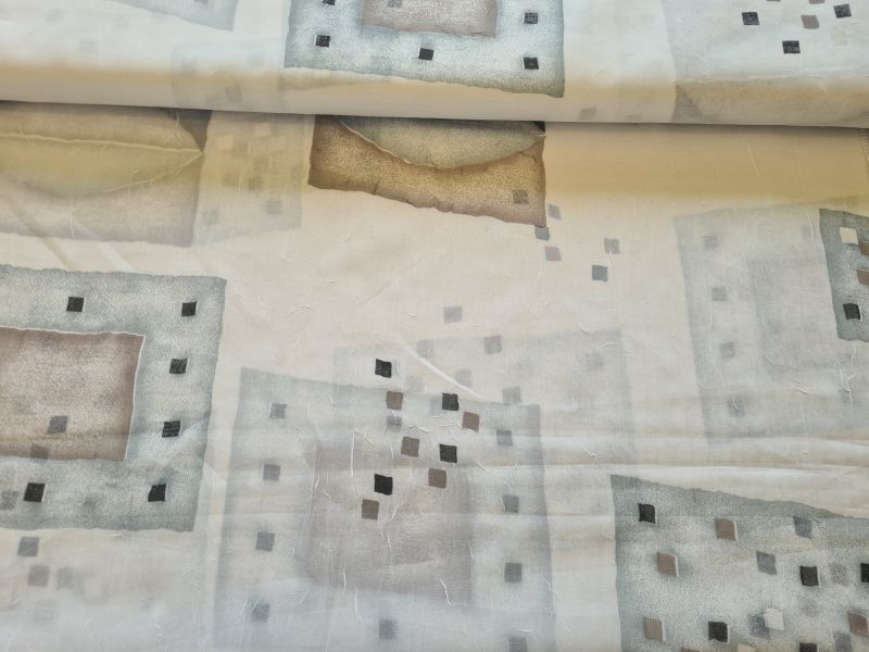 Polyster Gardine 2 Weiß mit Rechtecken mit Gewicht 250 cm breit