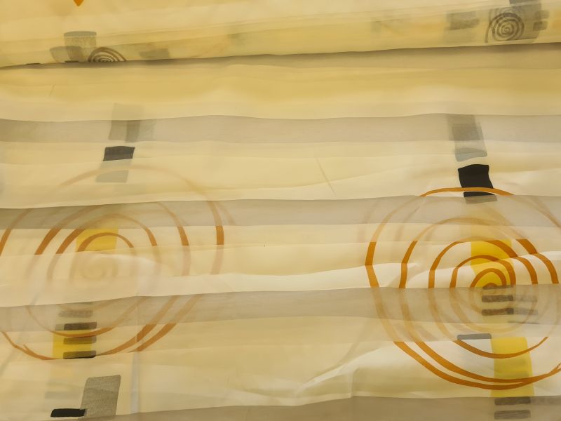 Polyster Gardine große Kringel mit Gewicht 250 cm breit