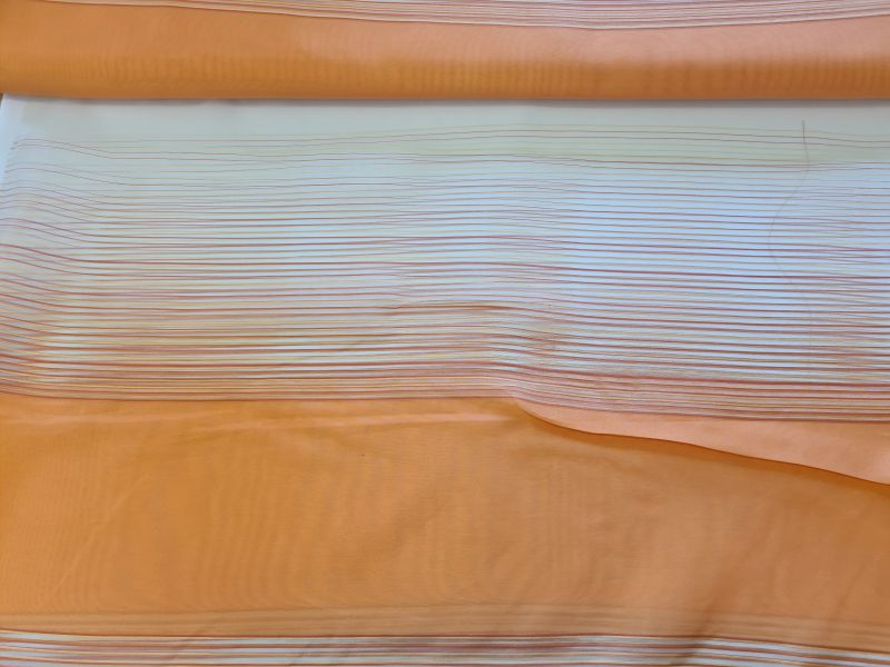 Gardinenstoff Chiffon 16 Streifen Aprikot schmal breit