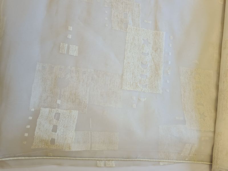 Polyster Gardine 18 Weiße Blöcke mit Mustern mit Gewicht 250 cm breit