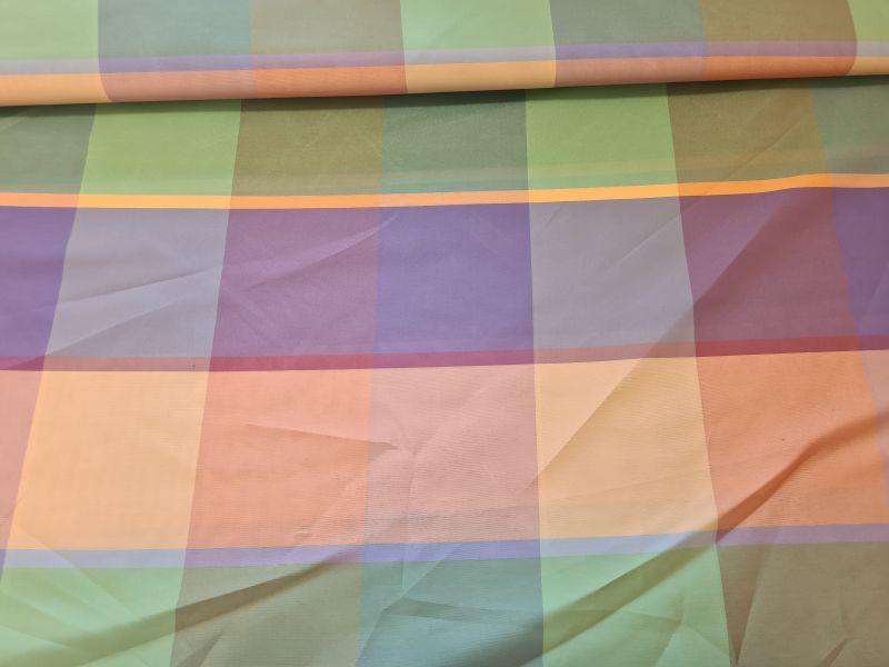 Gardinenstoff Chiffon 32 Karro Lila Orange Grün