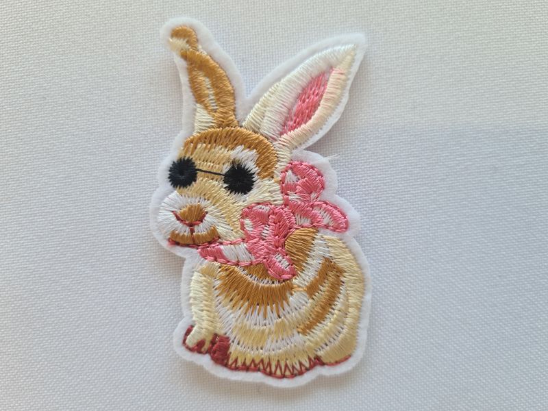 Applikation/Bügelbild Hase rosa Schleife
