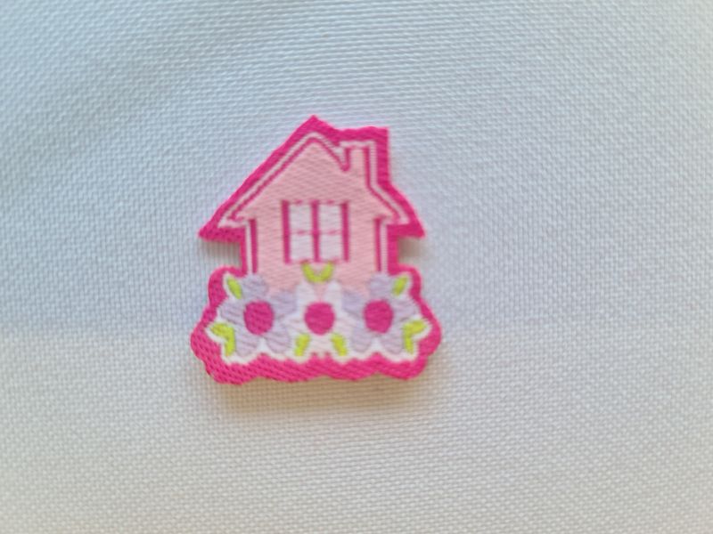Applikation/Bügelbild Mini Haus Pink