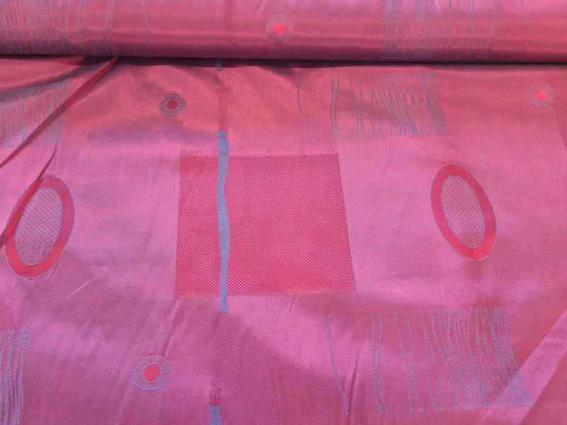 Dekostoff Jquard Satin Kreis Karos Bordaux