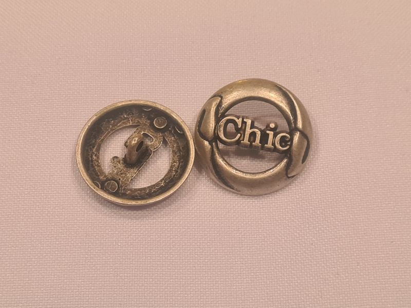 Knopf 23mm Öse Metall Chic Silber Matt
