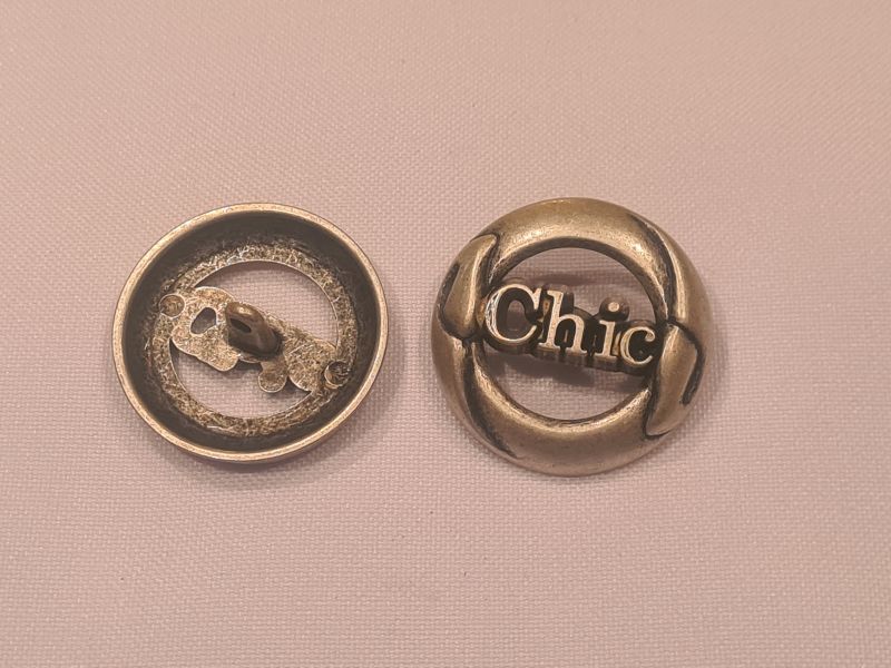 Knopf 28mm Öse Metall Chic Silber Matt