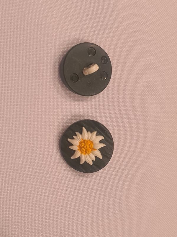 Knopf 17mm Öse Kunststoff Edelweiß Dunkelgrün
