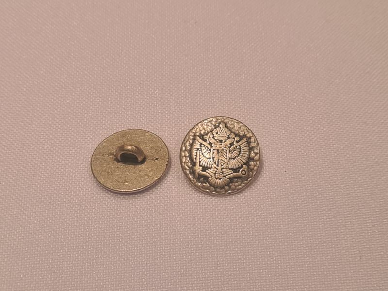 Knopf 15mm Öse Metall Rund Doppeladler Silber Matt