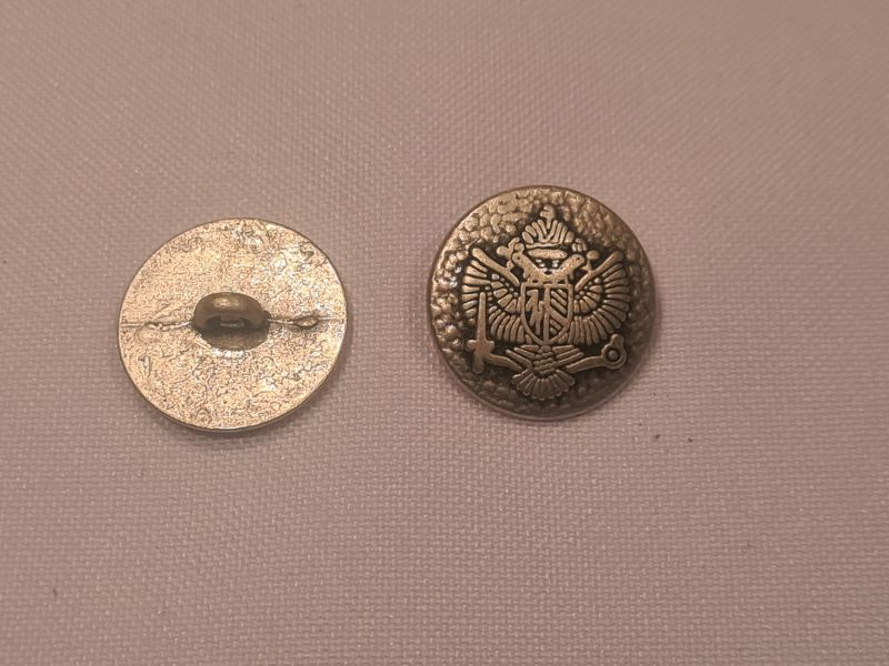 Knopf 18mm Öse Metall Rund Doppeladler Silber Matt