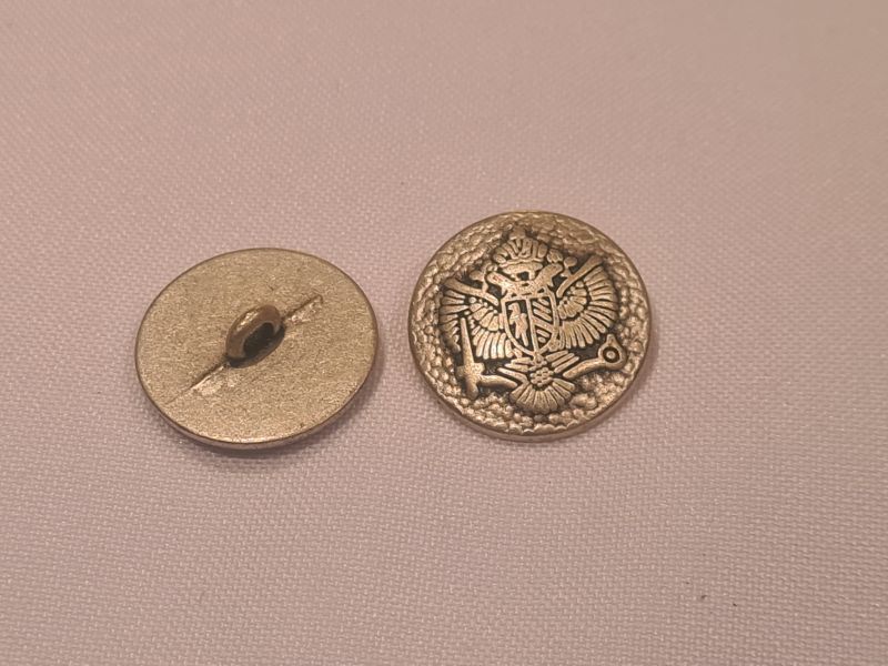 Knopf 20mm Öse Metall Rund Doppeladler Silber Matt