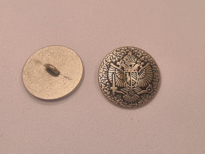 Knopf 23mm Öse Metall Rund Doppeladler Silber Matt