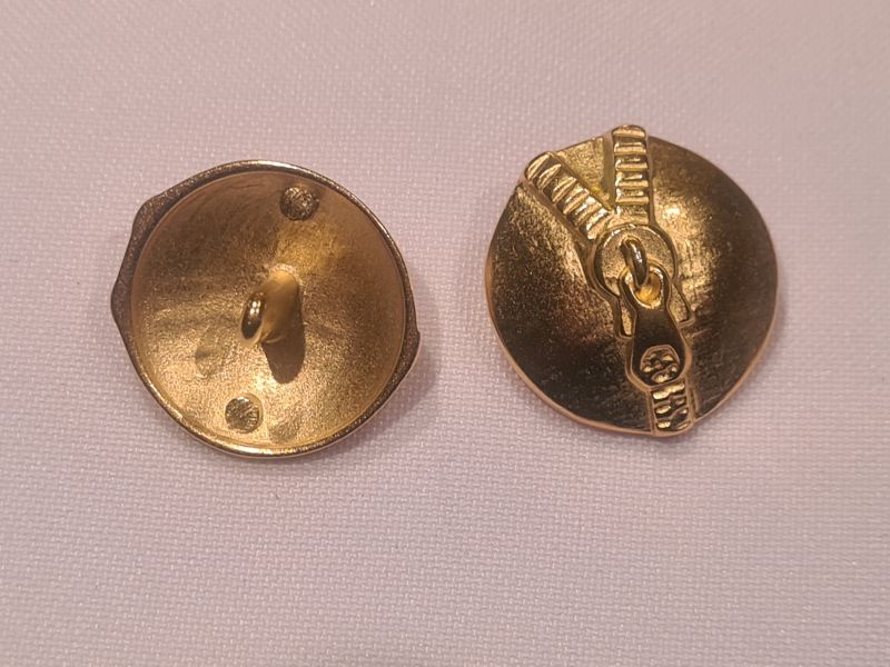 Knopf 22mm Öse Metall Kreis mit Reisverschluss Gold