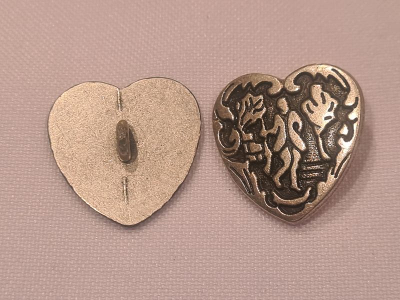 Knopf 20mm Öse Metall Herzform Person Silber Matt