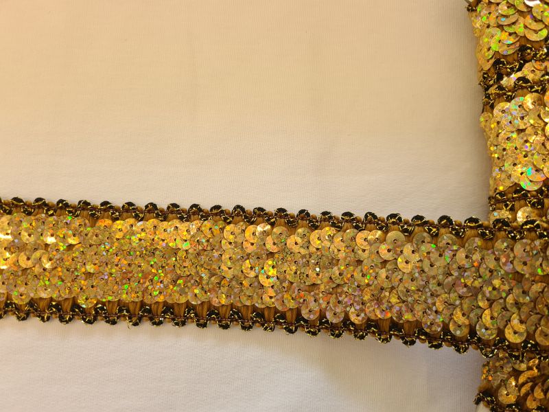 Paillettenband 3 Reihig elastisch 40mm Gold