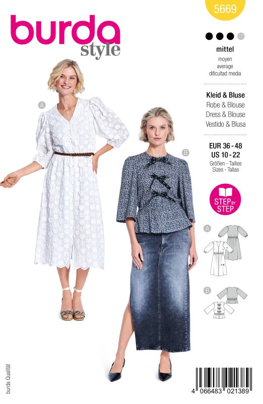 Schnittmuster Kleid & Bluse Burda 5669