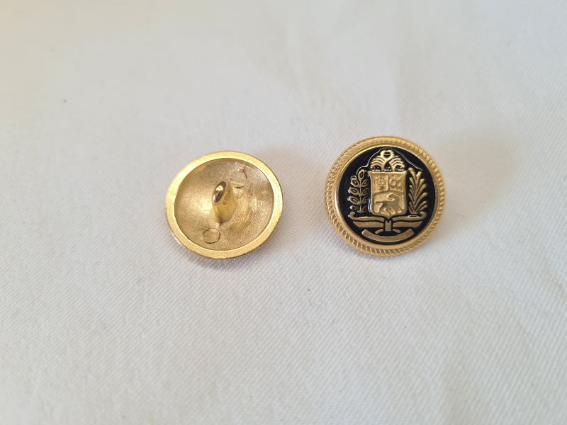 Knopf 17mm Öse Metall Wappen Schwarz/Gold