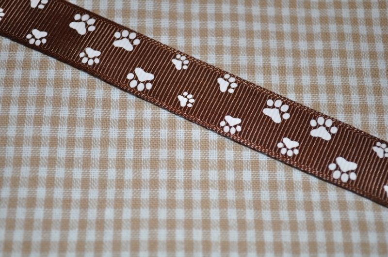 Ripsband Pfoten 15mm dunkelbraun