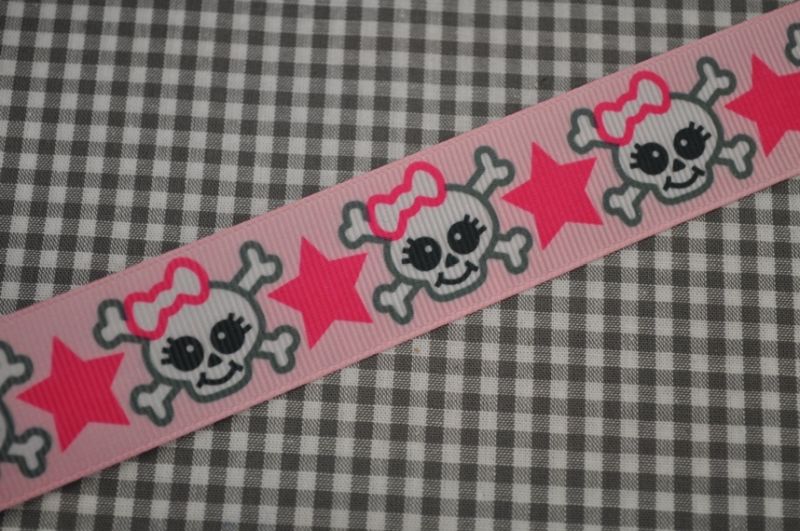 Ripsband Skull rosa