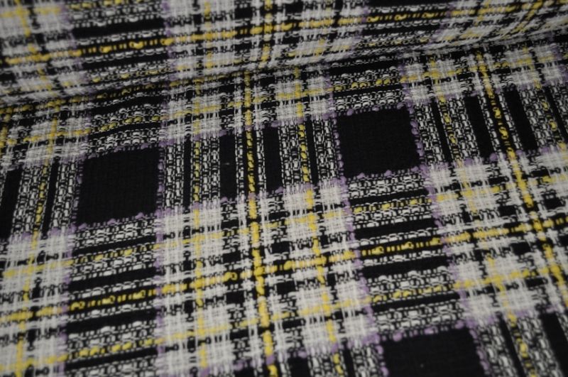 Boucle stoff karo schwarz
