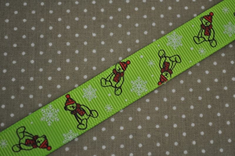 Ripsband Winterbär grün