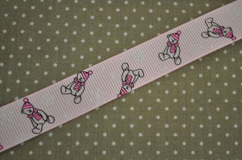 Ripsband Winterbär rosa