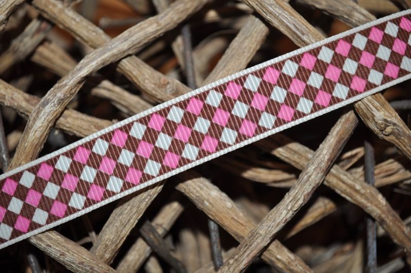 Ripsband mini karo braun